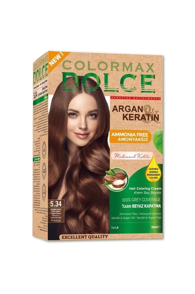 Dolce ARGAN/KERATİN Doğal Set Boya No: 5.34 Çikolata Kahve