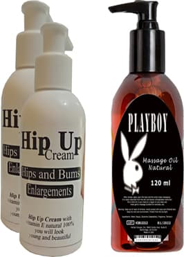 Hintohu Hipup Hip Enlargement Cream Kalça Kaldırma , Vücut Kremi 120 ml 2 Adet+Playboy Masaj Yağı 120 ml