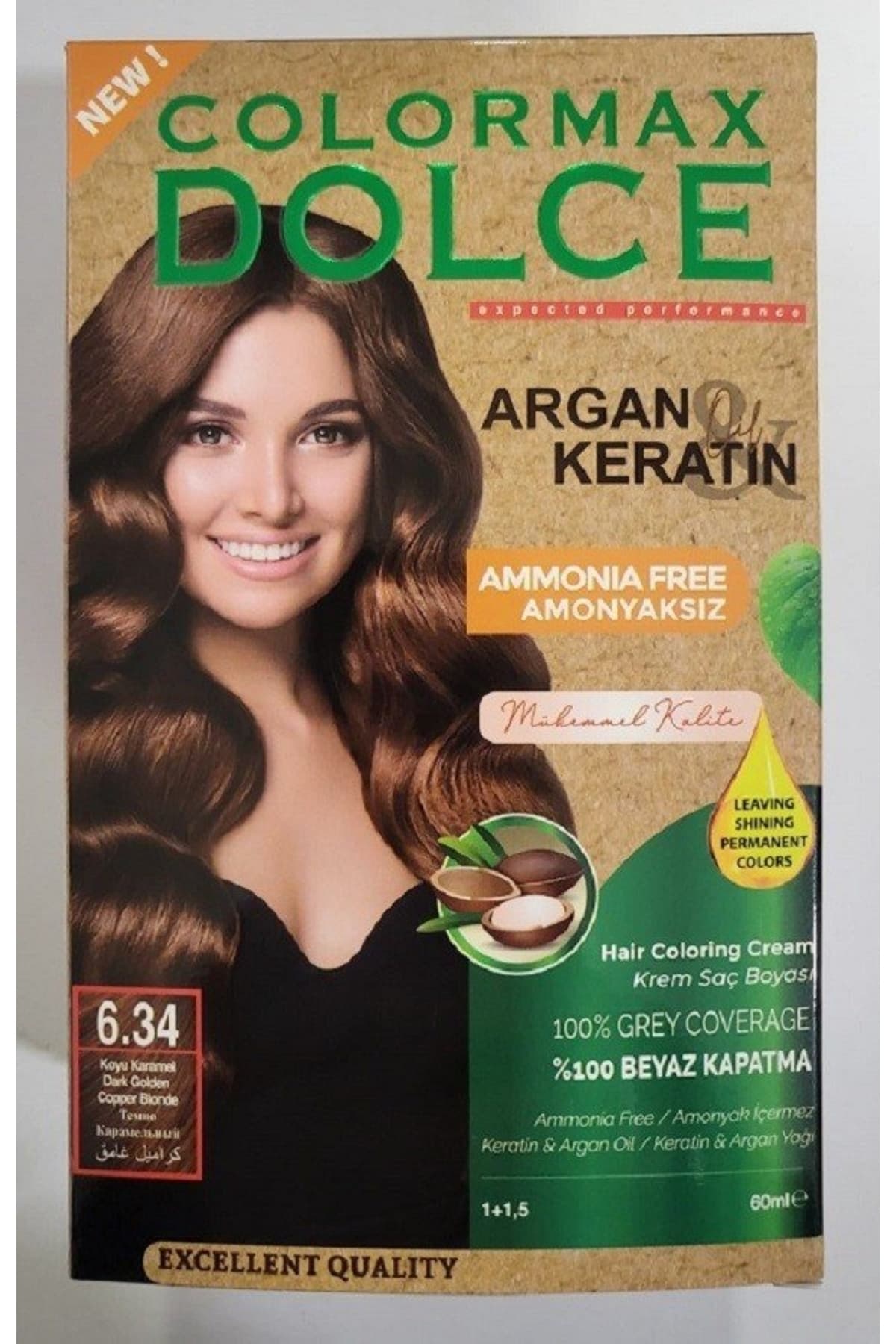 Dolce ARGAN/KERATİN Doğal Set Boya No: 6.34 Koyu Karamel