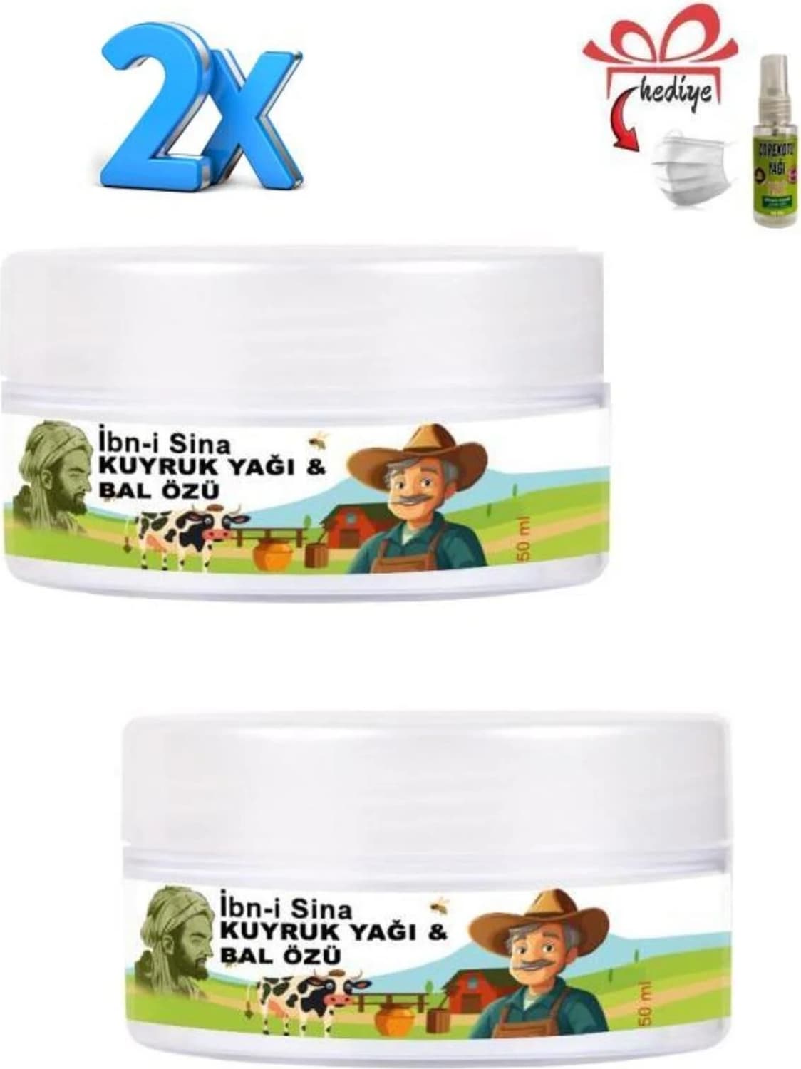 Süper Ibn-I Sina Vücudunuza Kuyruk Yağı&bal Özü Bakım Kremi 50 ml x 2 Ad + Çörek Otu Yağ ile