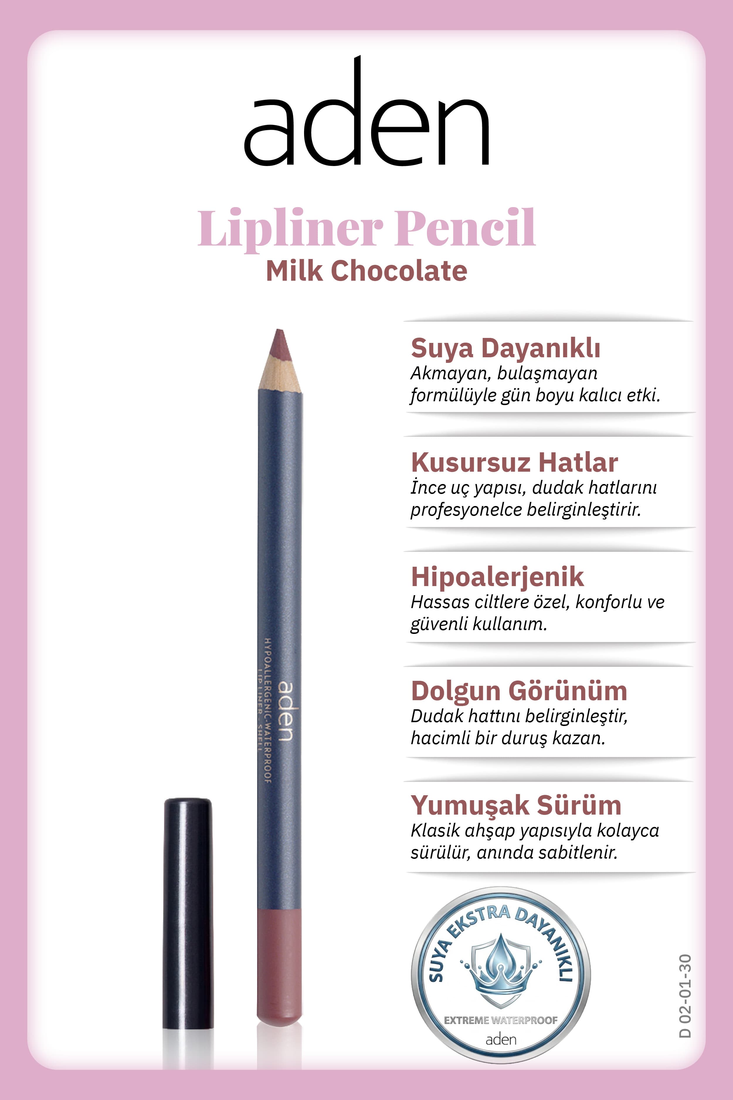 Aden Lipliner Pencil - Dudak Kalemi 30 Milk Chocolate(Sütlü Çikolata)