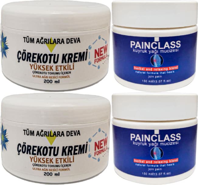 Çörekotu Çörek Otu Kremi White Box 2 Adet 200 ml + 2 Adet Painclass Kuyruk Yağı Kremi 150 ml / Krem Seti