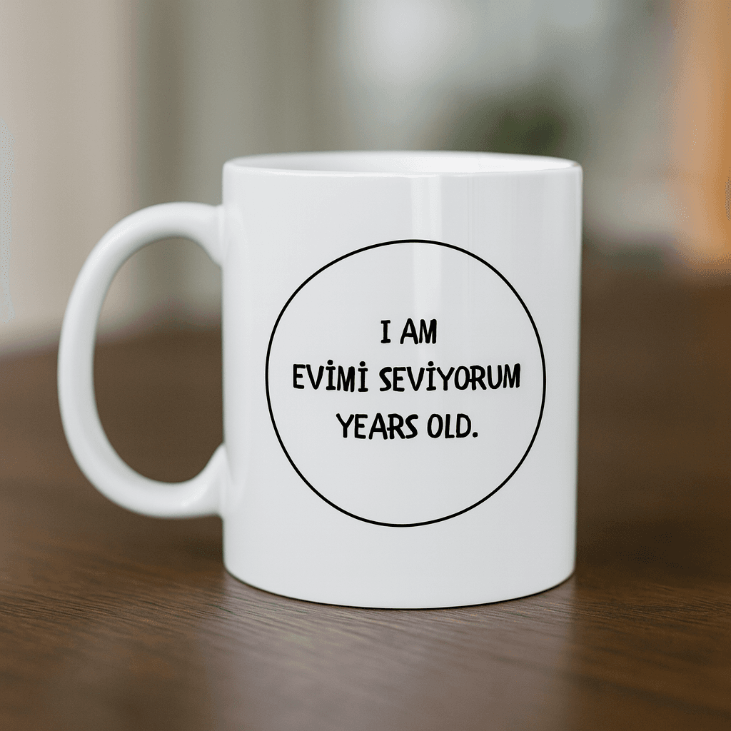 Evimi Seviyorum Yazılı Kupa Model 241 Minimal Tasarım Seramik Kahve Kupası Kişiye Özel Mesajlı Bardak