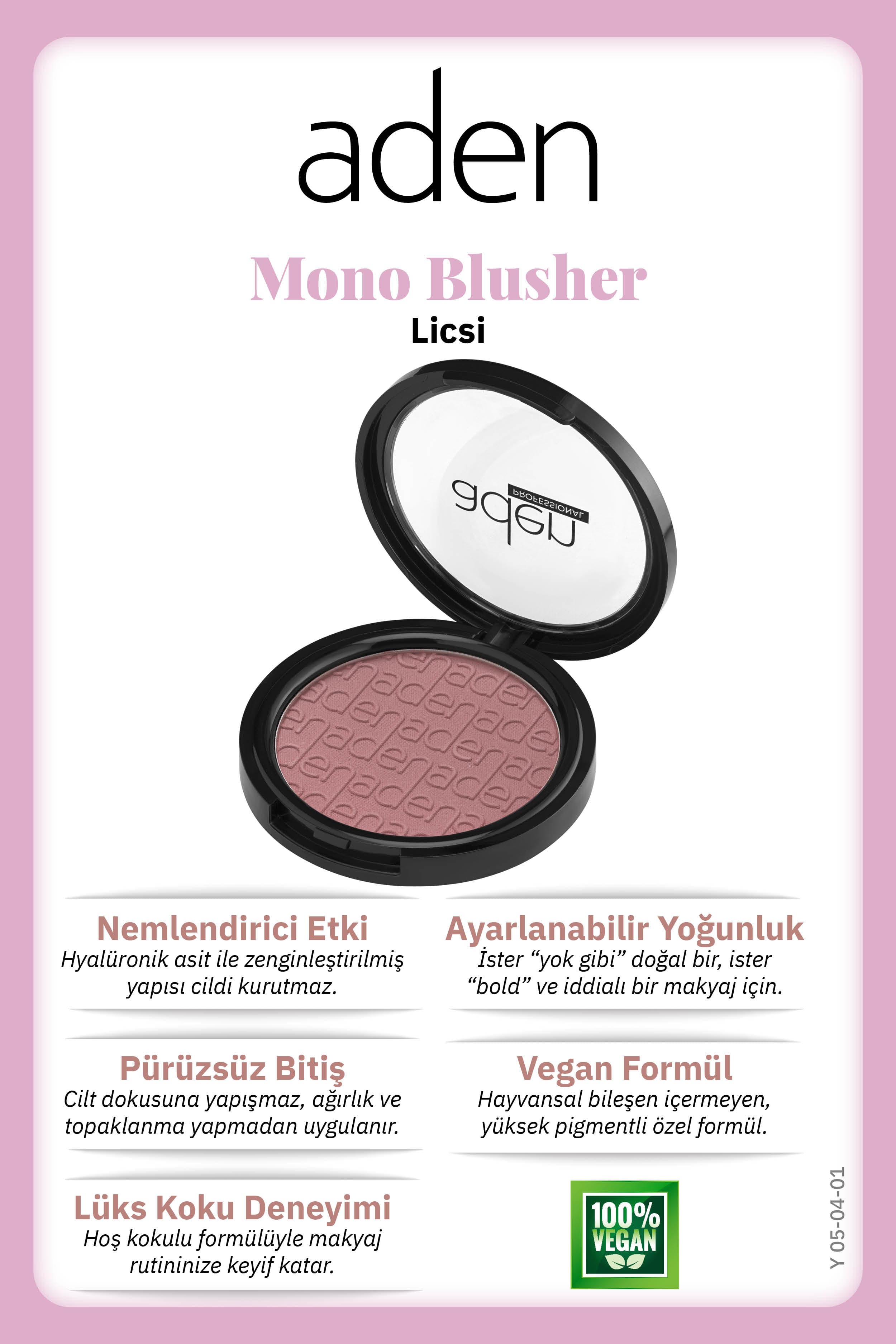 Aden Mono Blusher - Tekli Allık 01 Licsi(Liçi)