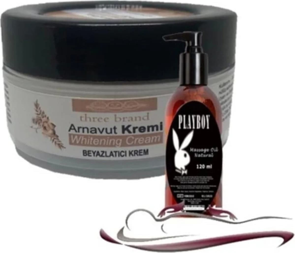 Süper Playboy Three Brand Whitening Cream 4 Adet Arnavut Kremi 50ML Kremi ile 120ML Masaj Yağı