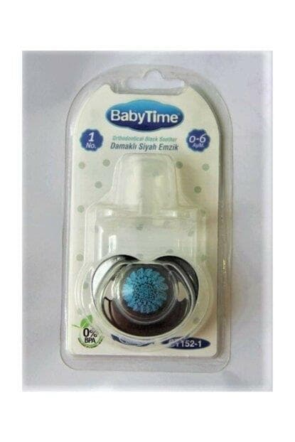 BabyTime Silikon Damaklı Koruyucu Kapaklı Siyah Gövdeli Emzik N.3 BT154-3