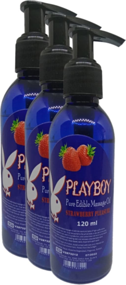 Playboy Pure Edible Massage Oil 120ML Çilek Aromalı Masaj Yağı 3 Adet