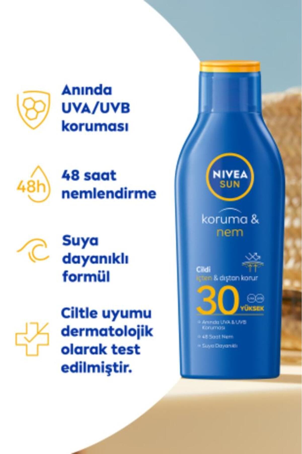 Sun Güneş Koruyucu Krem & SPF+30 Uva+uvb Suya Dayanikli Ve Nemlendiricili & Bronzluk Artirici 200ML