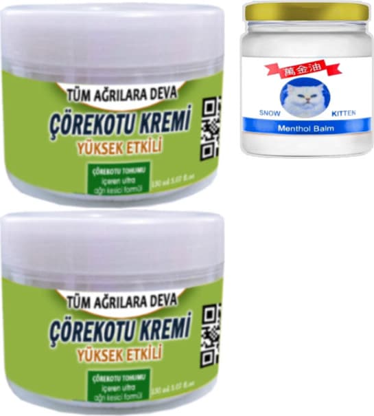 Çörekotu Çörek Otu Kremi 2 Adet 150 ml + Snow Kitten 50 ml Menthol Balm / Seti