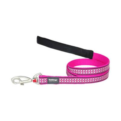 Reflektörlü Kemik Desenli Pembe Köpek Uzatma Tasması Medium 20 Mm 1,2 Mt