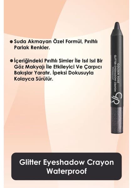 Glitter Eyeshadow Crayon Waterproof No: 55 Midnight Black - Simli Kalem Göz Farı