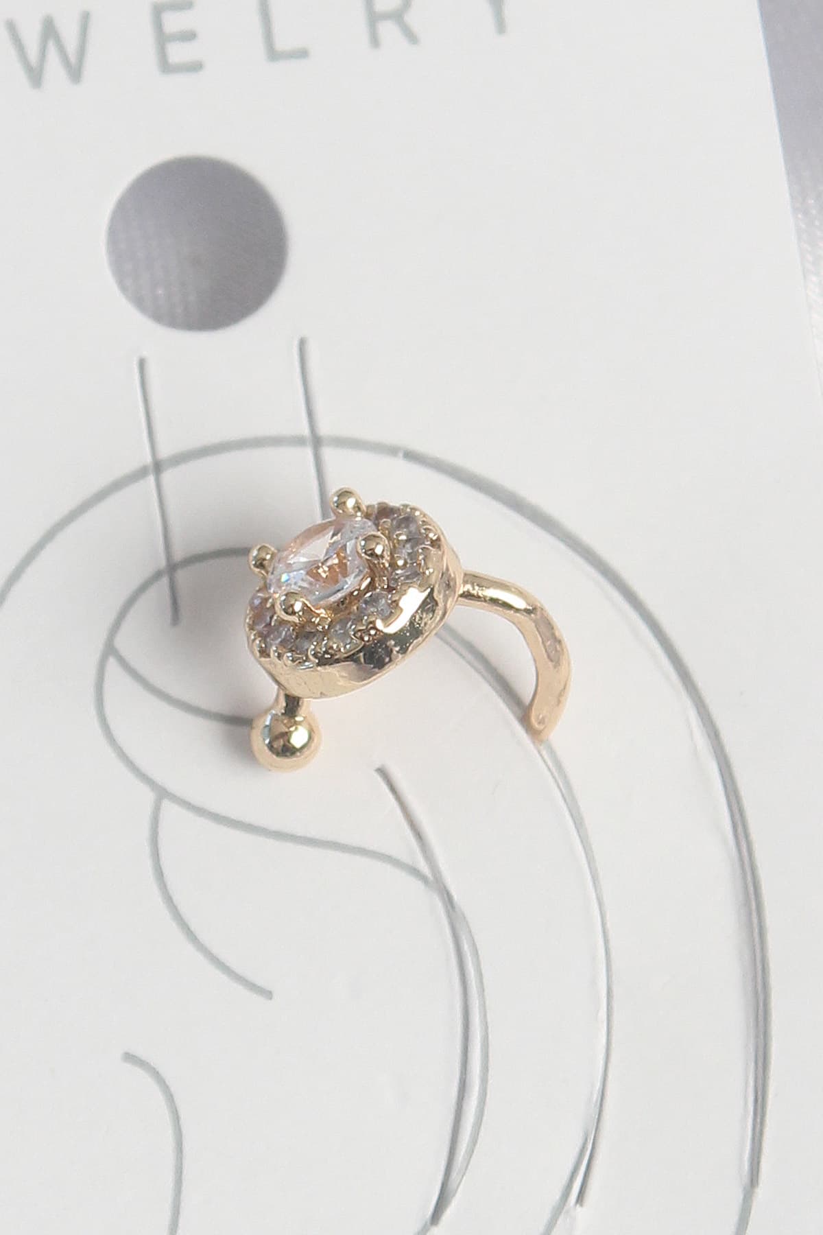 Pirinç Gold Renk Zirkon Taşlı Kadın Kıkırdak Küpe