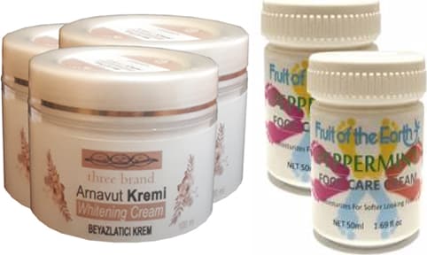 Three Brand 100 ml Arnavut Aklık Kremi 3 Adet + Foot Care Cream Cooling Peppermint 50 ml Ayak Bakım Kremi Nane Ferahlığı ve Kokusu 2 Adet