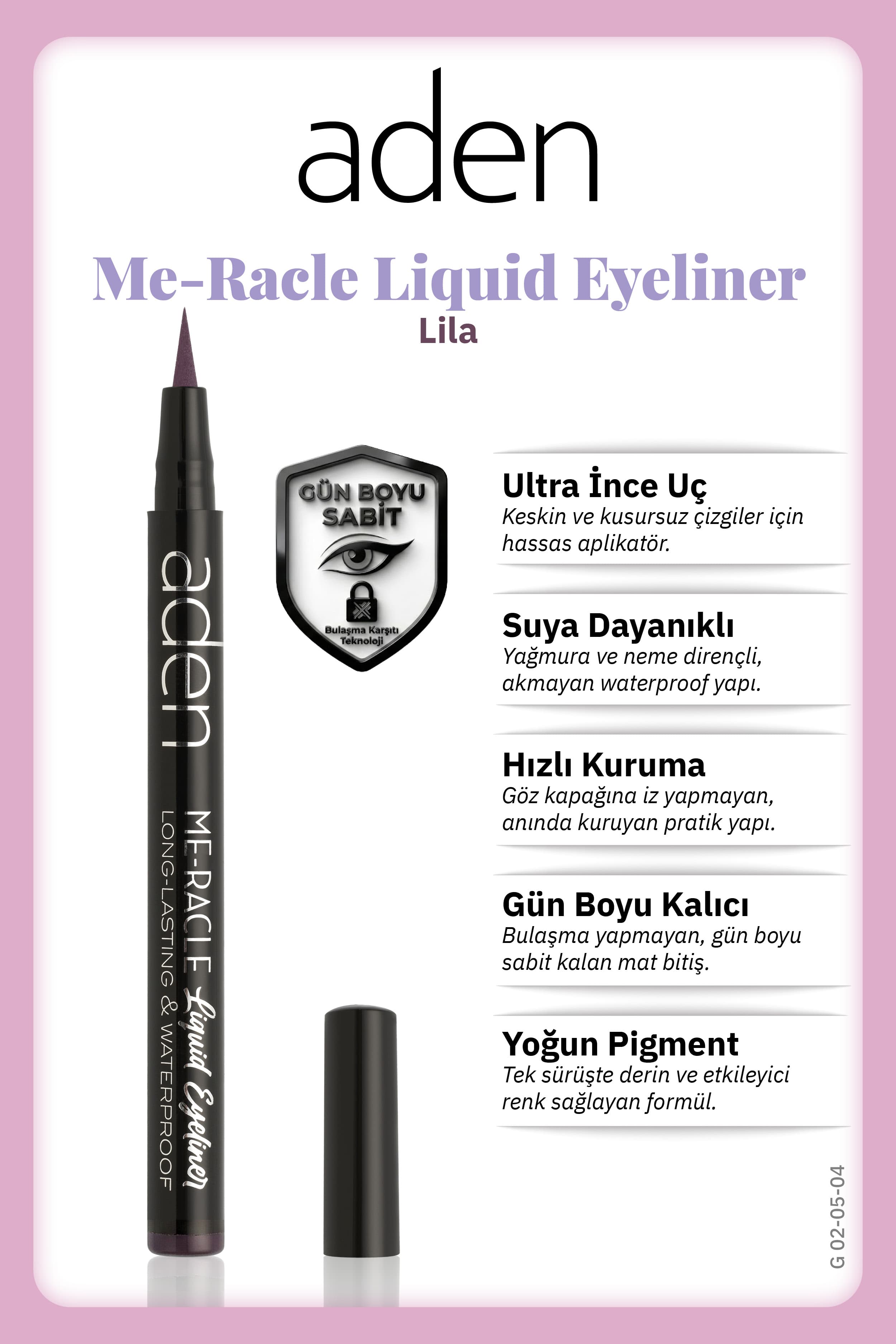 Aden ME-RACLE Liquid Eyeliner - Likit Eyeliner 04 Lila(Lila)
