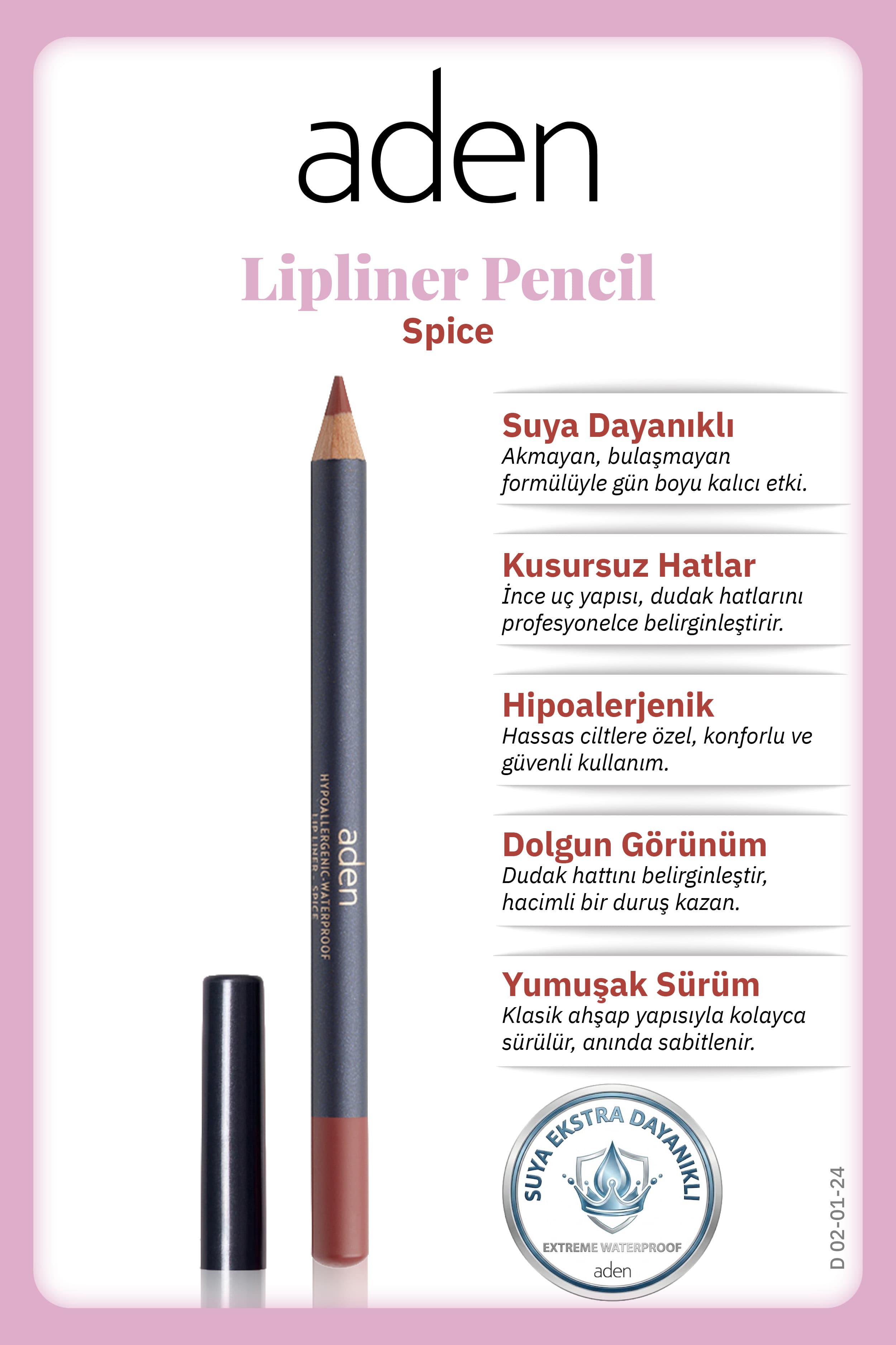 Aden Lipliner Pencil - Dudak Kalemi 24 Spice(Tarçın)