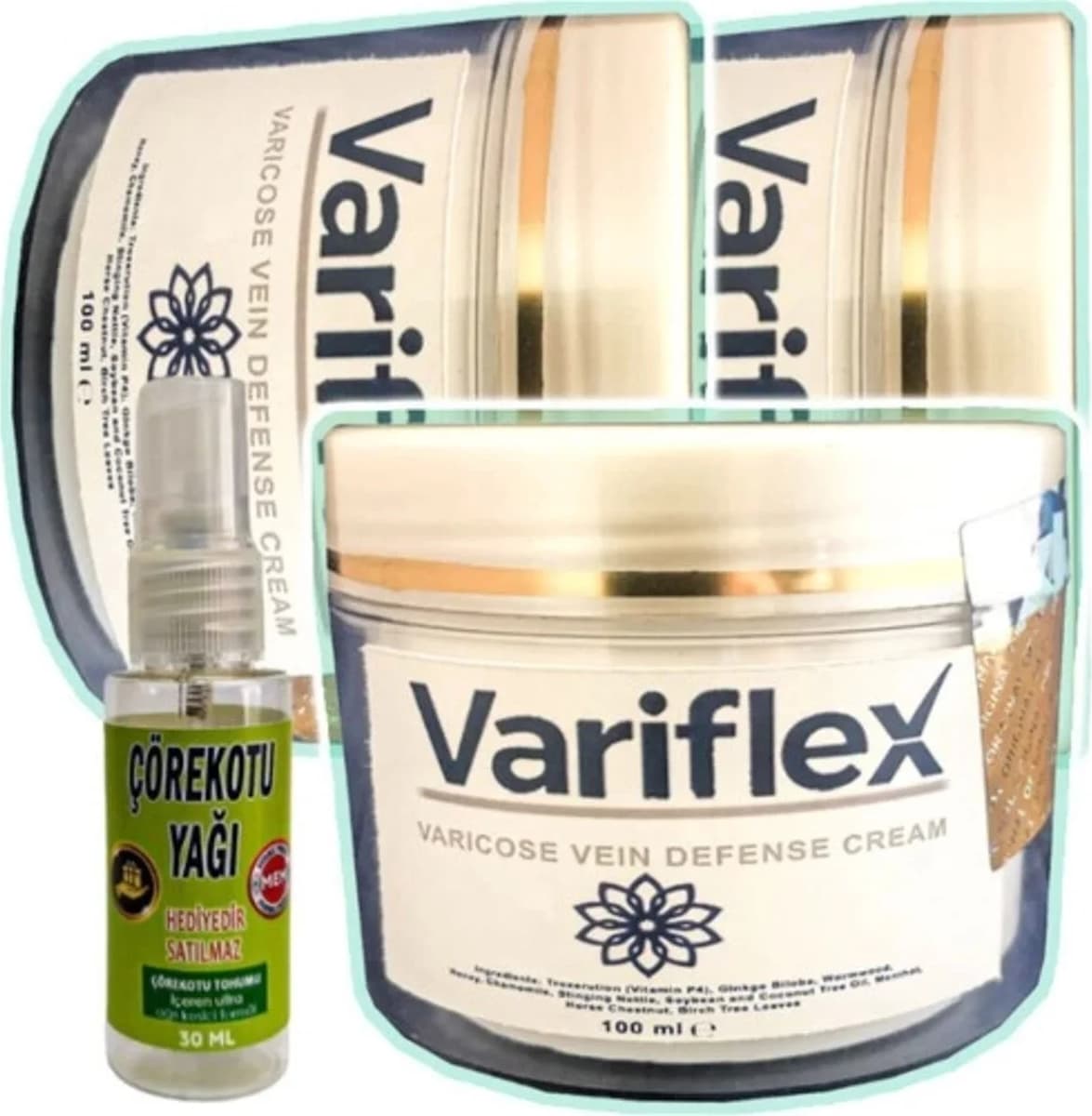 Süper Variflex Bacak Bakımı Kremi 100 ml x 3 Adet + Çörek Otu Yağı 30 ml