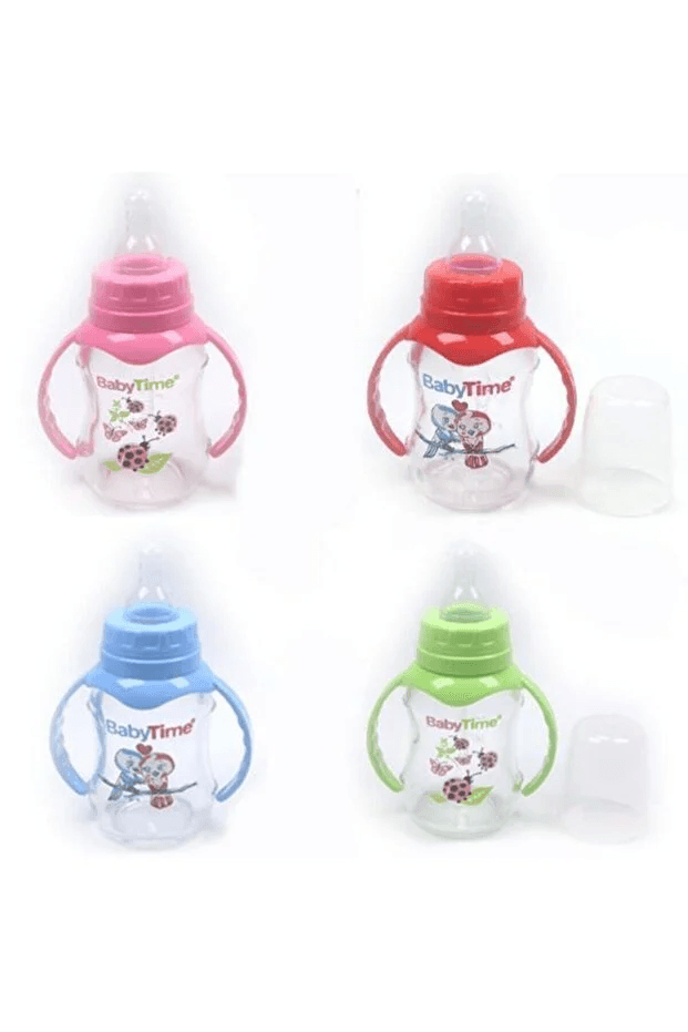 BabyTime Kulplu Cam Biberon(Silikon Kiraz Uçlu) 125ml BT080