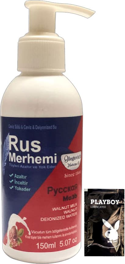 Playboy Blue 150 ml Cevizli & Ceviz Sütlü Rus Merhemi Tüy Dökücü Krem + Yanında Jel