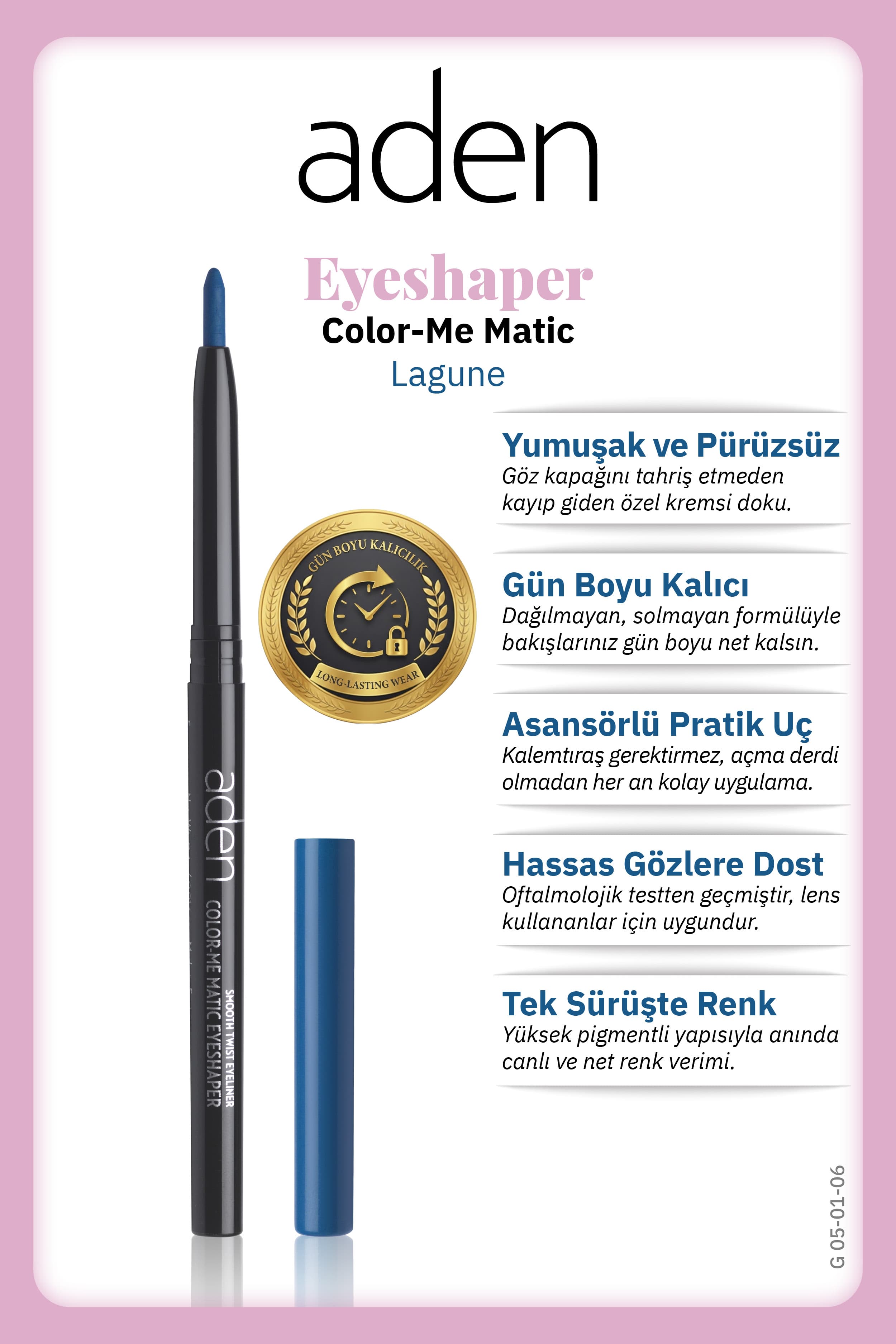 Aden Color-Me Matic Eyeshaper - Asansörlü Göz Kalemi 07 Lagune(Lacivert)