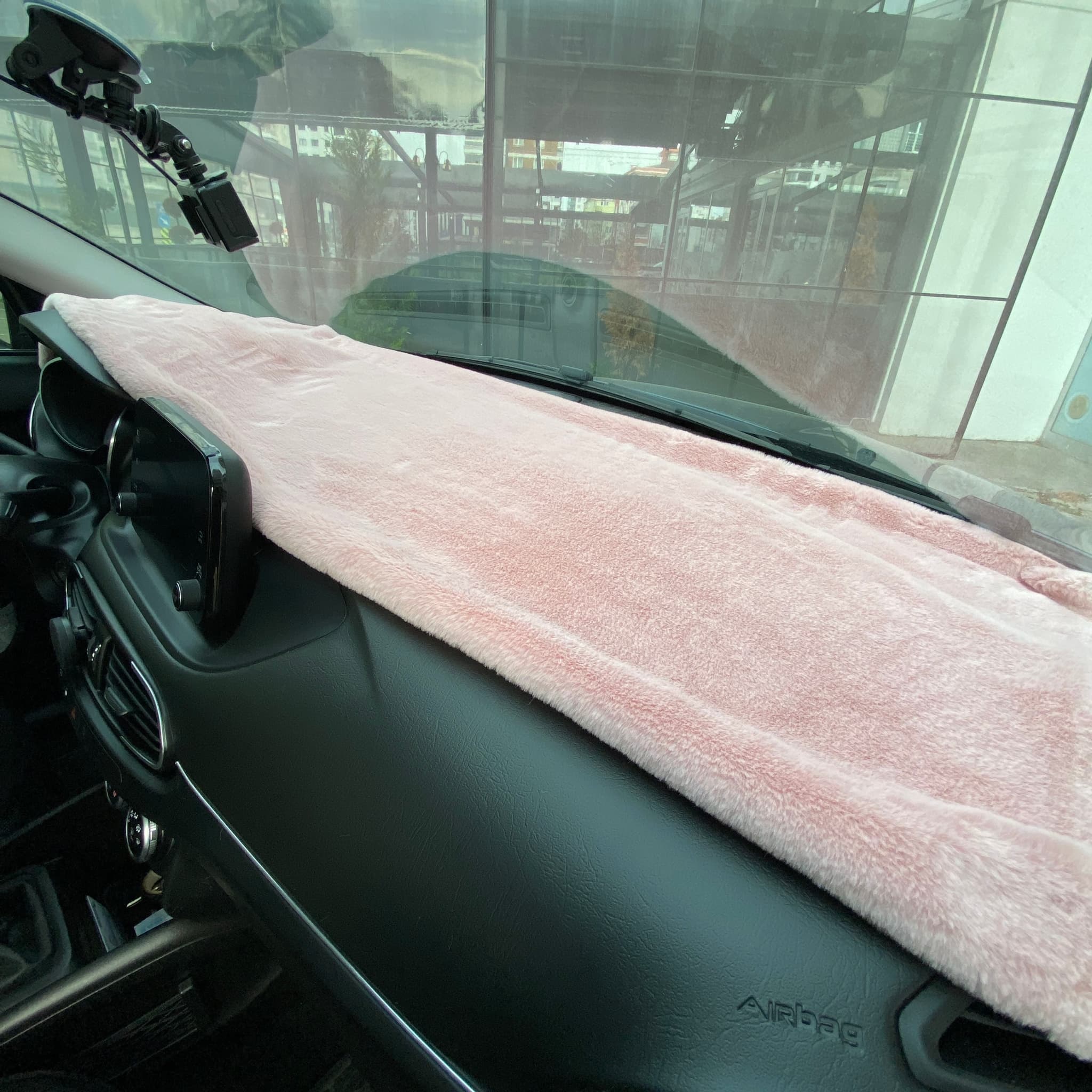 Yumuşak Tüylü Oto Torpido Bagaj Üstü Örtü Peluş Halı Pudra Pembe 130x40cm