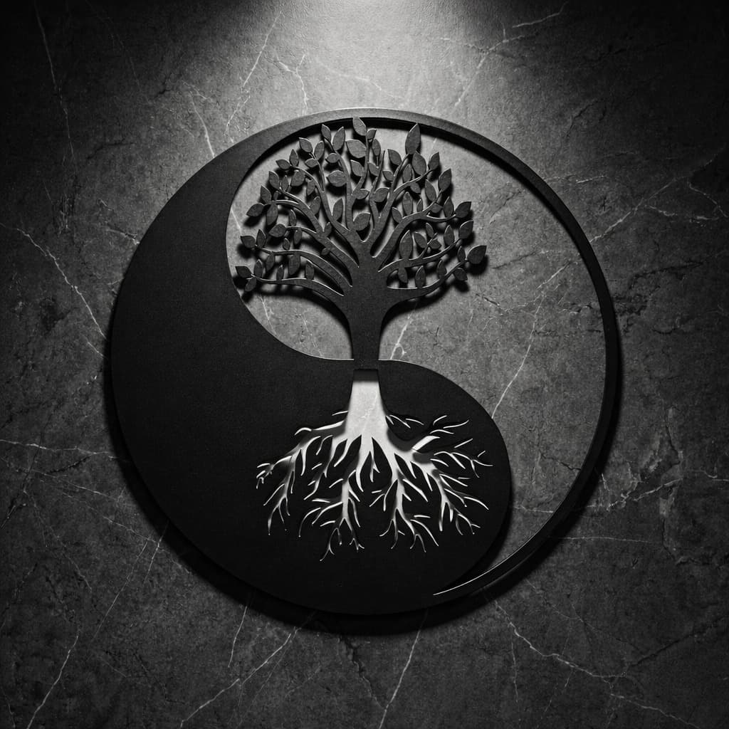 Yin Yang Hayat Ağacı Duvar Tablosu MDF Lazer Kesim Modern Spiritüel Duvar Süsü