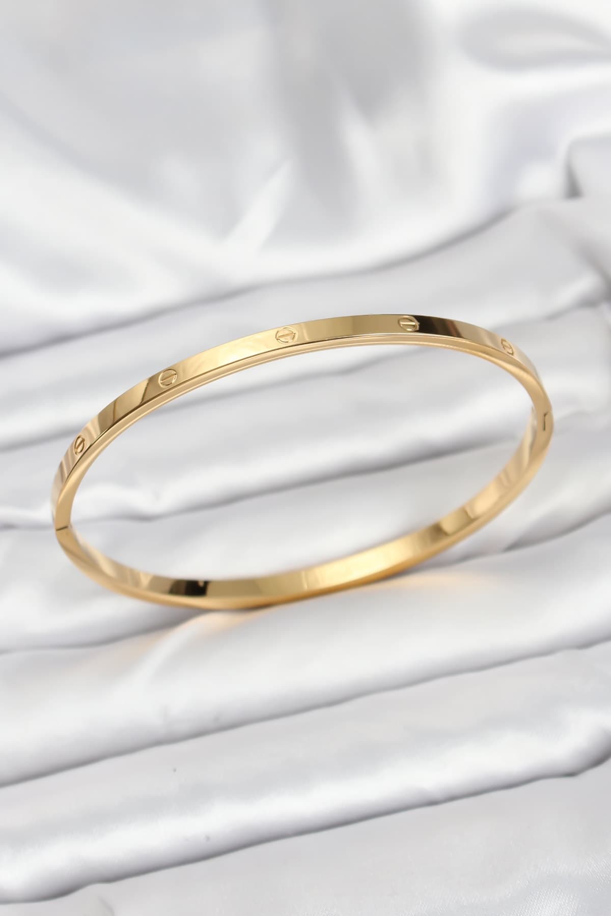 316L Çelik Gold Renk 65 mm İnce Kadın Kelepçe Bileklik