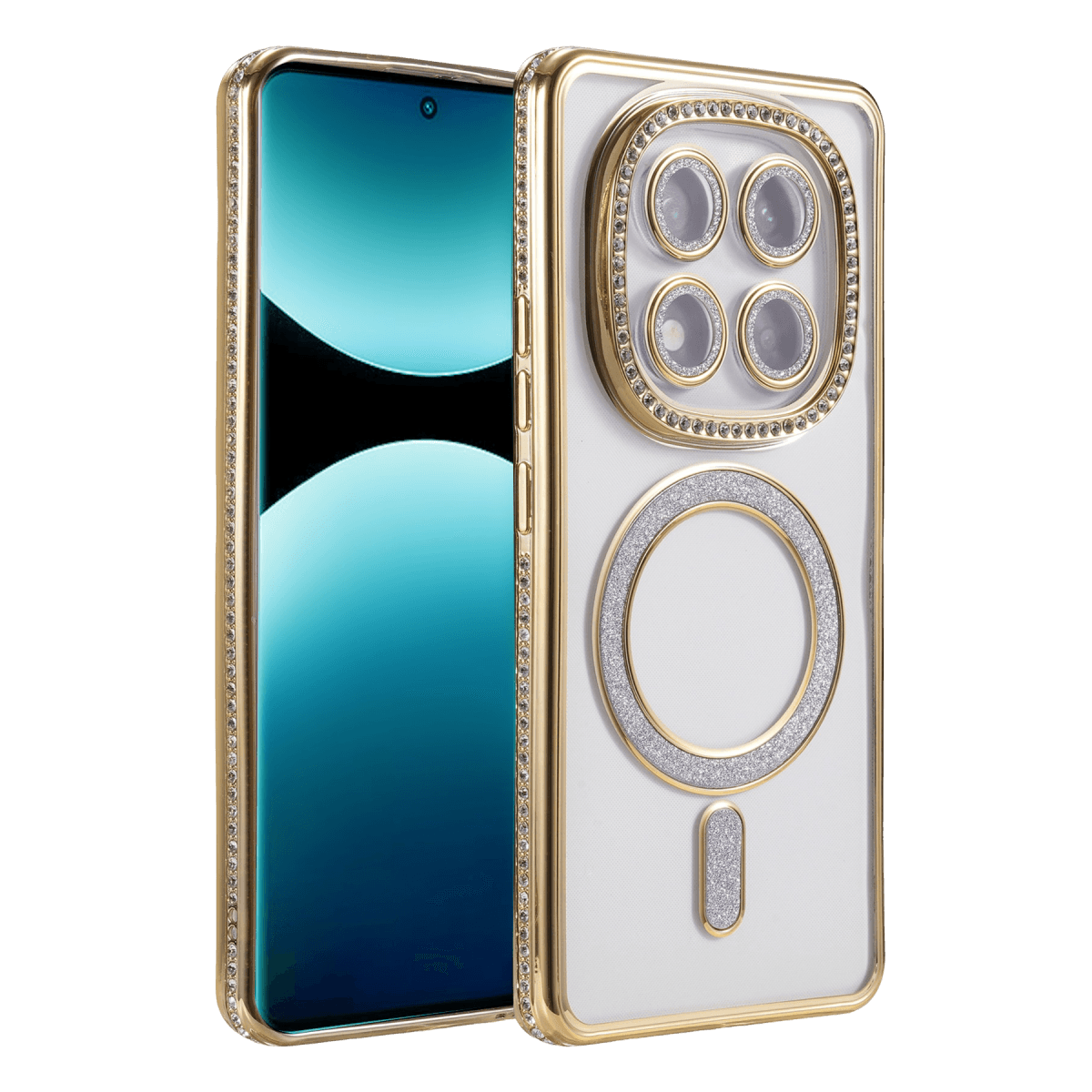 Note 15 Pro 5G Joke Simli Magneticsafe Kılıf - Gold