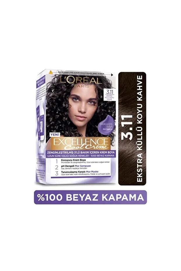 Excellence Cool Creme Saç Boyası - 3.11 Ekstra Küllü Koyu Kahve