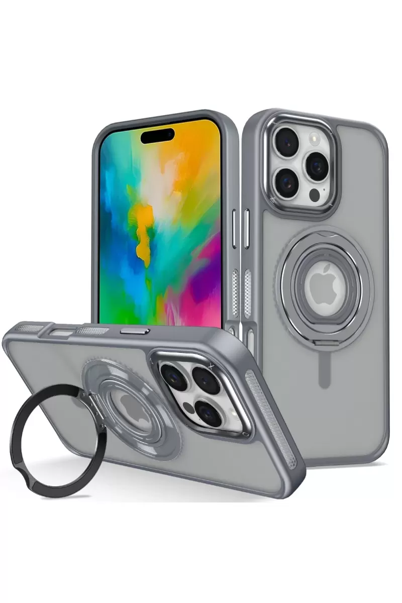 iPhone 16 Pro Banza Magsafe Standlı Kapak - Titan Gri