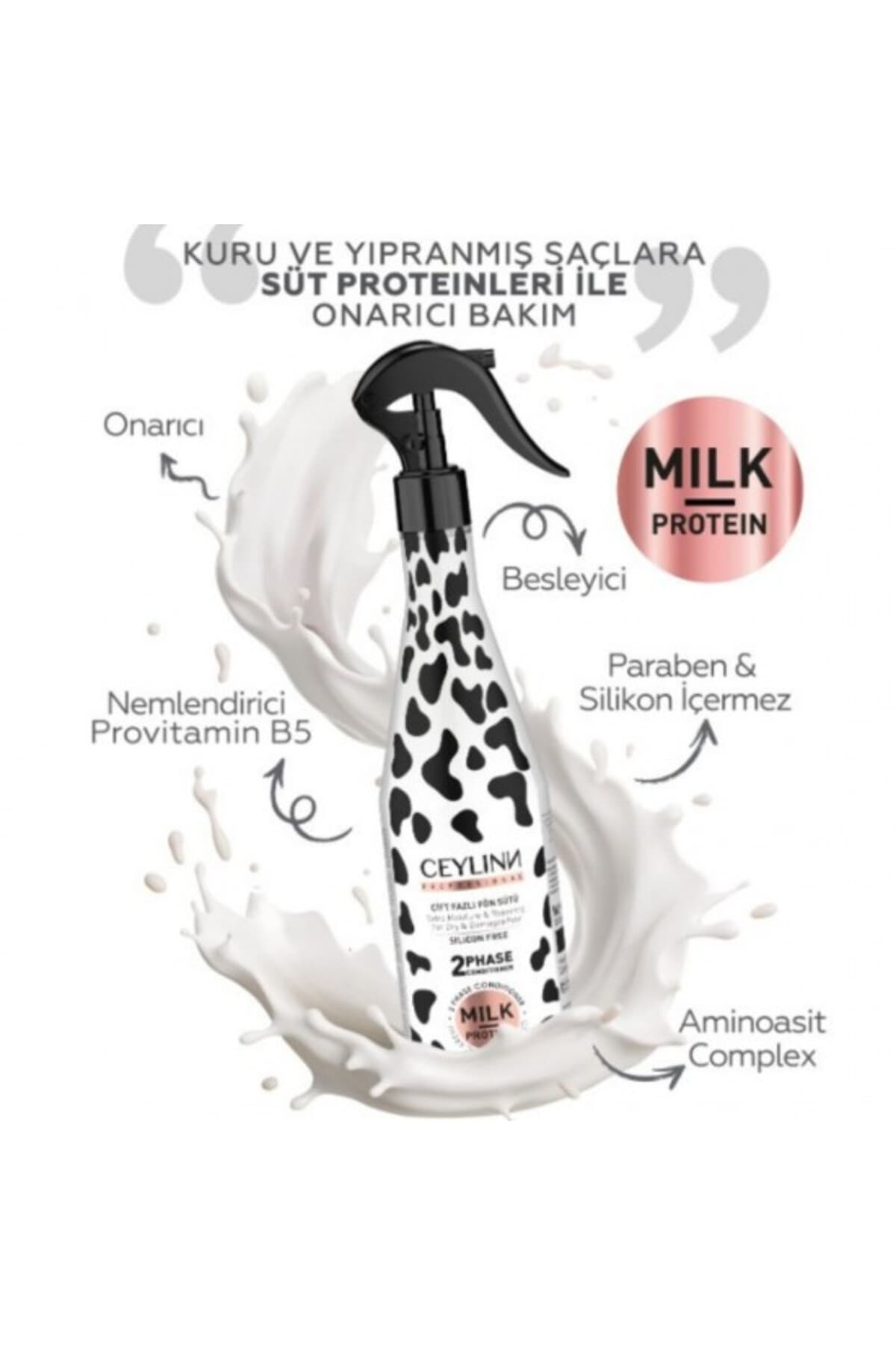 Milk Protein Fön Suyu Çift Fazlı Sıvı Saç Kremi 400 Ml