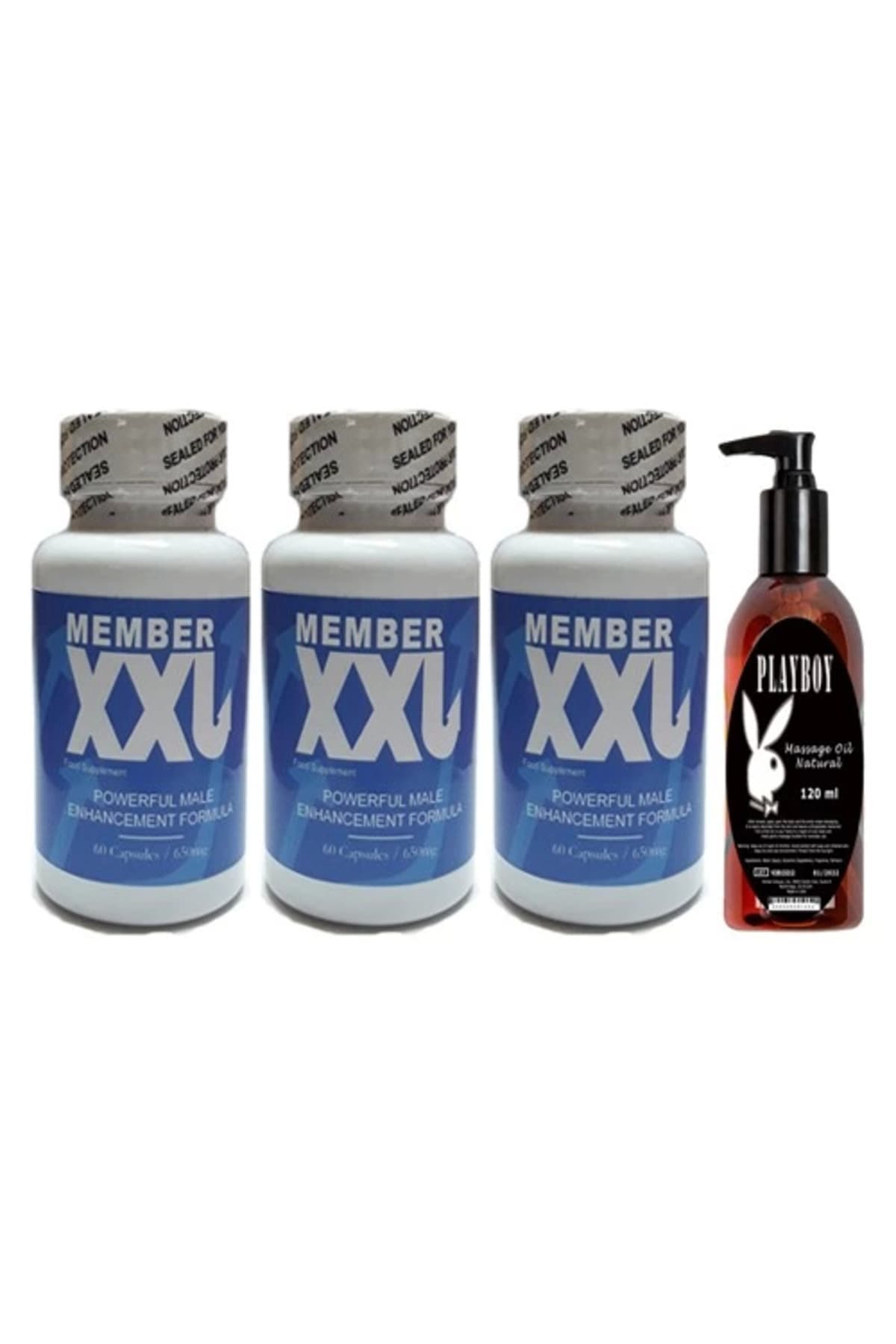 Hintohu Member Xxl Erkeklere Özel 60li 3 Adet Playboy 120 ml Masaj Yağı