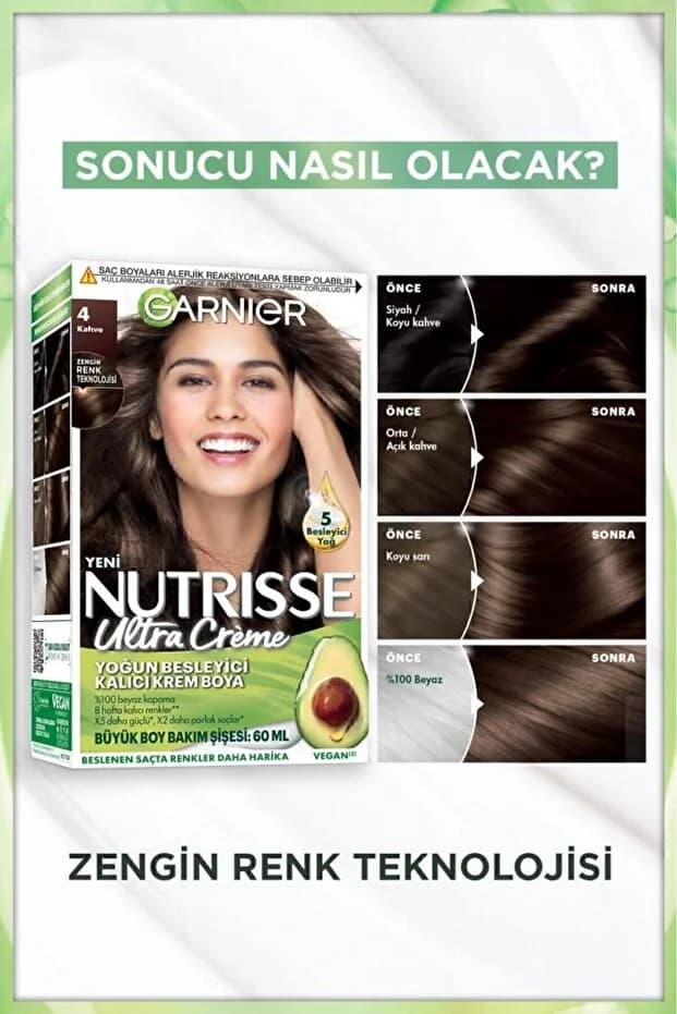 Nutrisse Saç Boyasi & Ultra Creme No: 4 Kahve