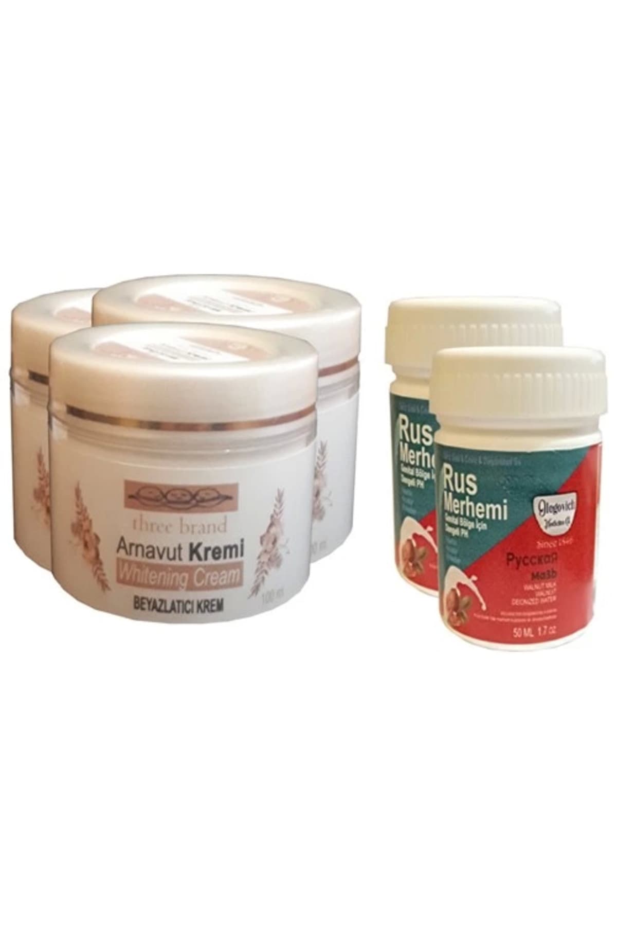 Three Brand Vücut Kremi 100 ml Arnavut Kremi3 Adet + Rus Merhemi 50 ml 2 Adet