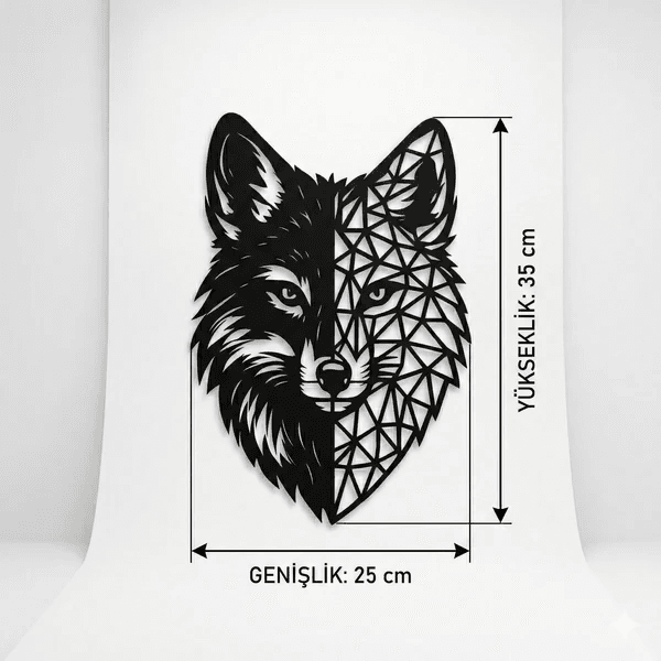 Geometrik Kurt Duvar Tablosu MDF Lazer Kesim Modern Duvar Süsü Minimal Hayvan Figürlü Dekor