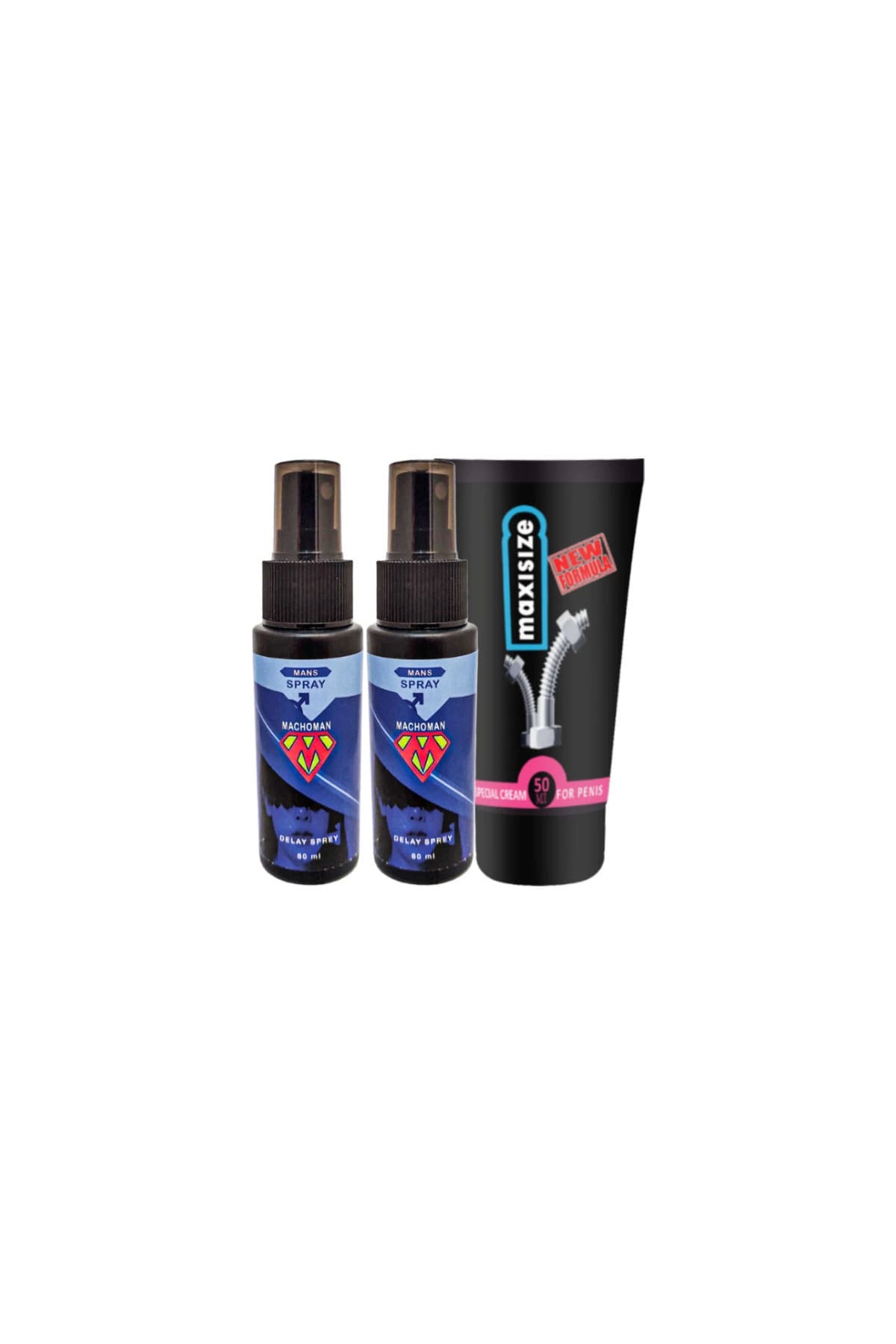 Bonie 2 Tane Machoman 60 ml Erkek Zaman Spreyi + Maxi Size Erkek Özel Yeri Boyutlandırıcı Krem