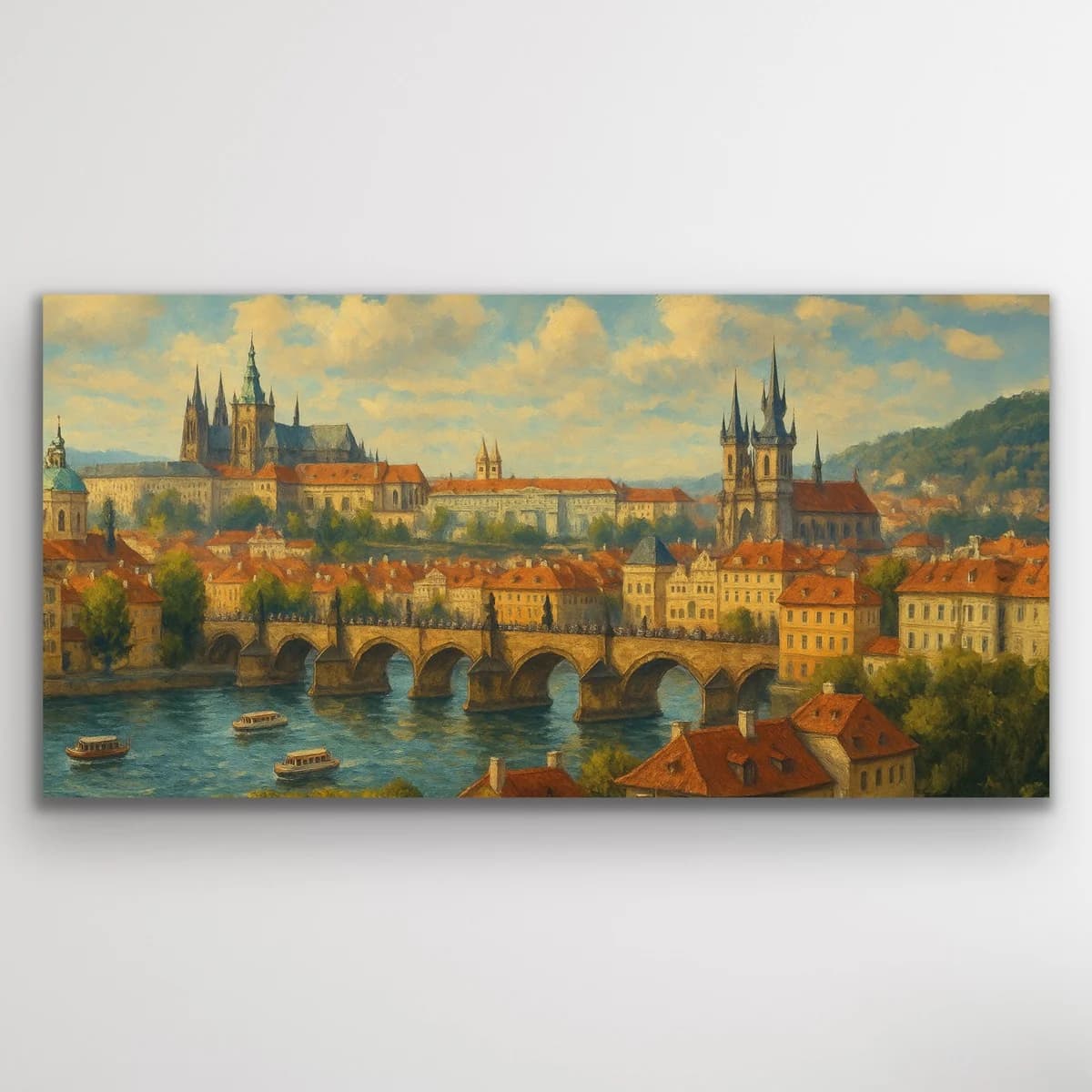 Prag Şehir Manzarası Kanvas Tablo 60x120cm