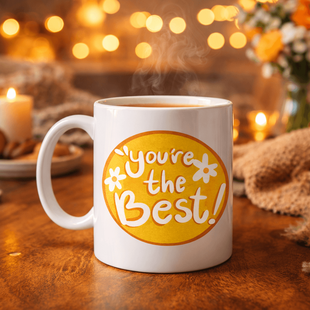 You're The Best Yazılı Porselen Kupa MODEL 123 – Motive Edici Tasarım, Özel Hediye Fikri, Kahve & Çay Kupası