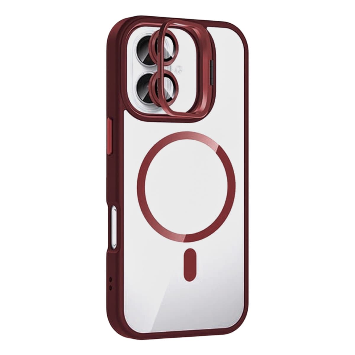 iPhone 16 Plus Remim Lensli Magsafe Standlı Kapak - Bordo