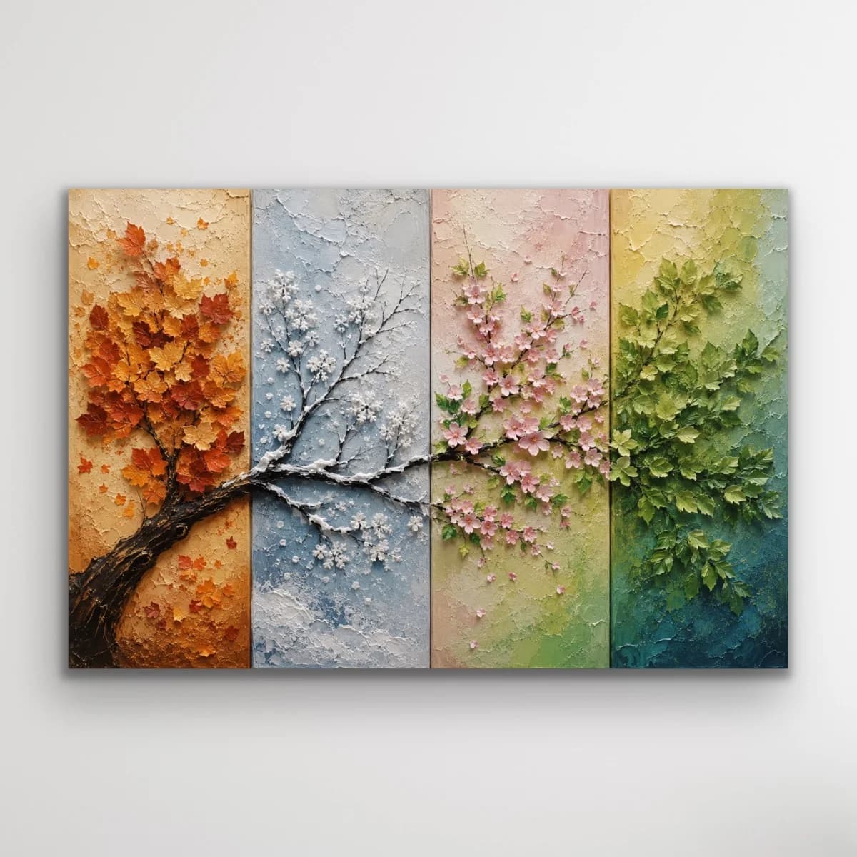 4 Mevsim Ağaç Kanvas Tablo 40X60 CM