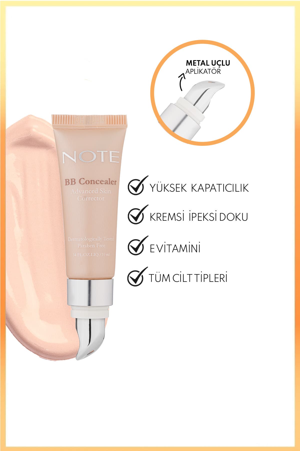 Cosmetics Bb Concealer Spf 15 Yoğun Kapatıcı Metal Başlıklı Göz Altı Kapatıcısı - 01 Açık