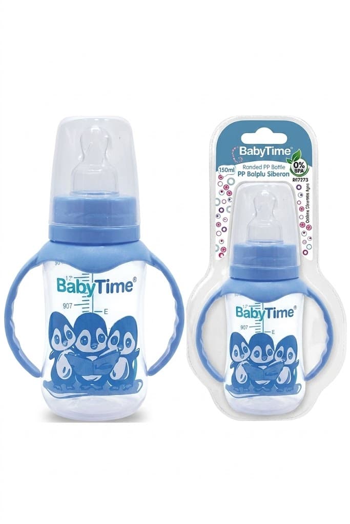 Babytime Silikon Damak Uçlu Kulplu Pp Biberon 150 ml