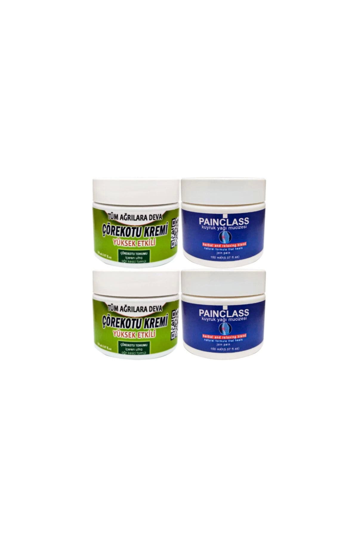 Çörek Otu Kremi Etkili Orta Boy 2x 100 ml + Painclass 2x 150 ml Kuyruk Yağı Kremi