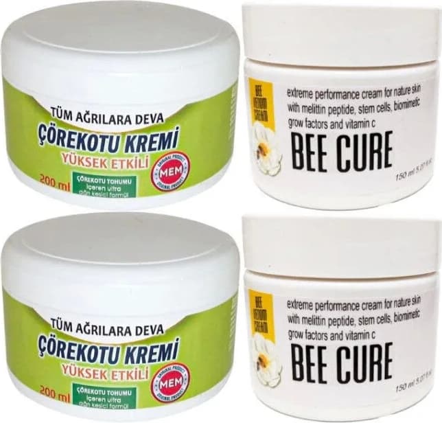 Süper Çörek Otu Kremi Büyük Xl Boy Krem 2X200 Ml+ Bee Cure 2X150 ml Krem