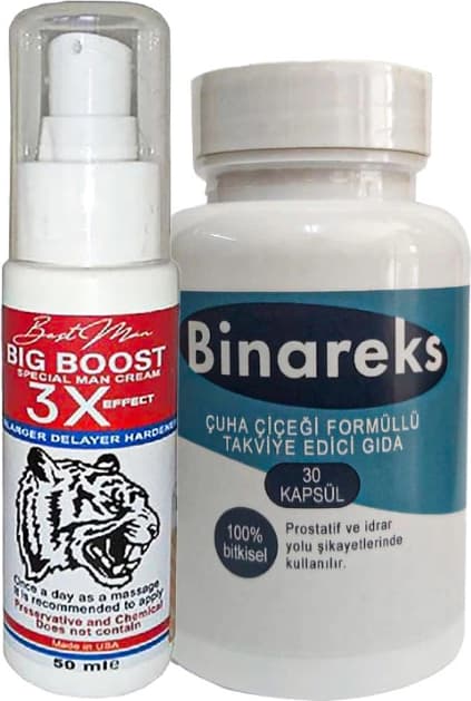 ETKILI50 ml Bigboost Erkek 3xeffect Canlandirici Krem + Yanında 1 Kutu 30LU Binareks Erkek Pırostat