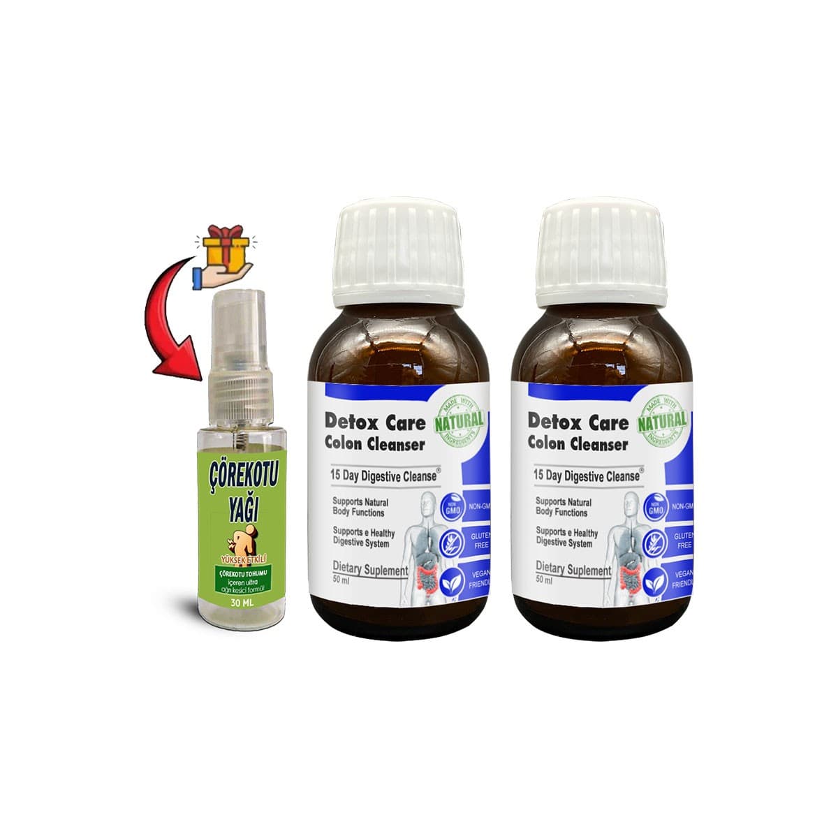 Detox Care 2 Kutu 15 Günlük Pratik Şurup Formülü + Çörek Otu Masaj Yağı 30 ml