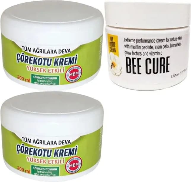 Süper Çörek Otu Kremi Büyük Xl Boy 2X200 Ml+ Bee Cure 150 ml Krem