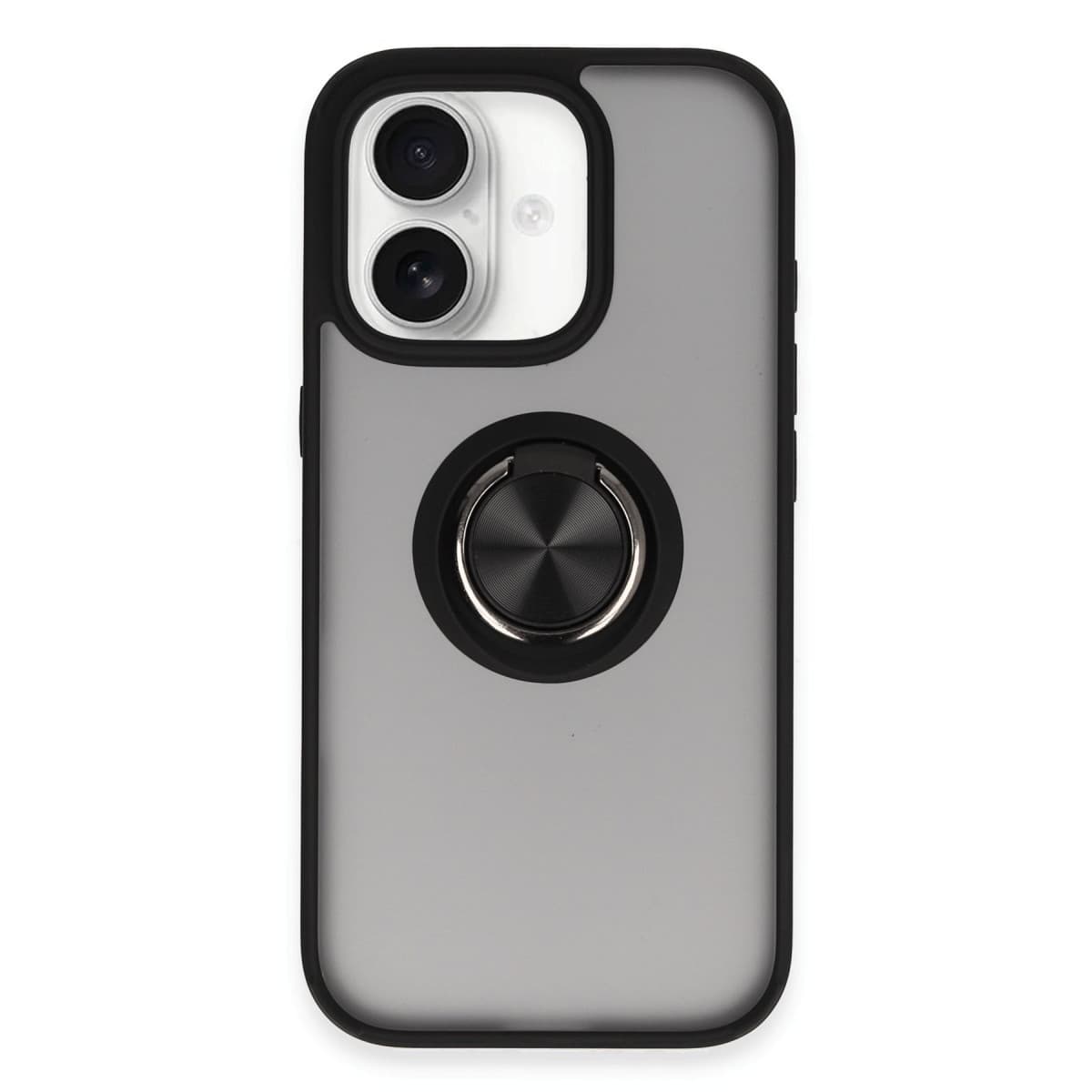 iPhone 16 Kılıf Montreal Yüzüklü Silikon Kapak - Siyah