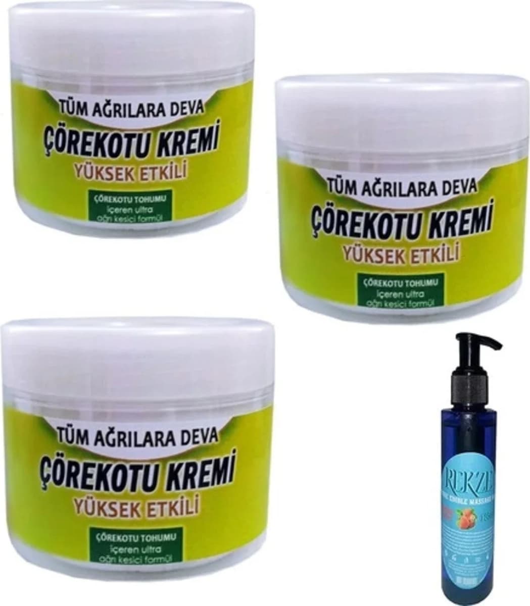 Muzicevi Çörek Otu Kremi 100 ml x 3 Adet / Çilekli Vücut Masaj Bakım Yağı 125 ml