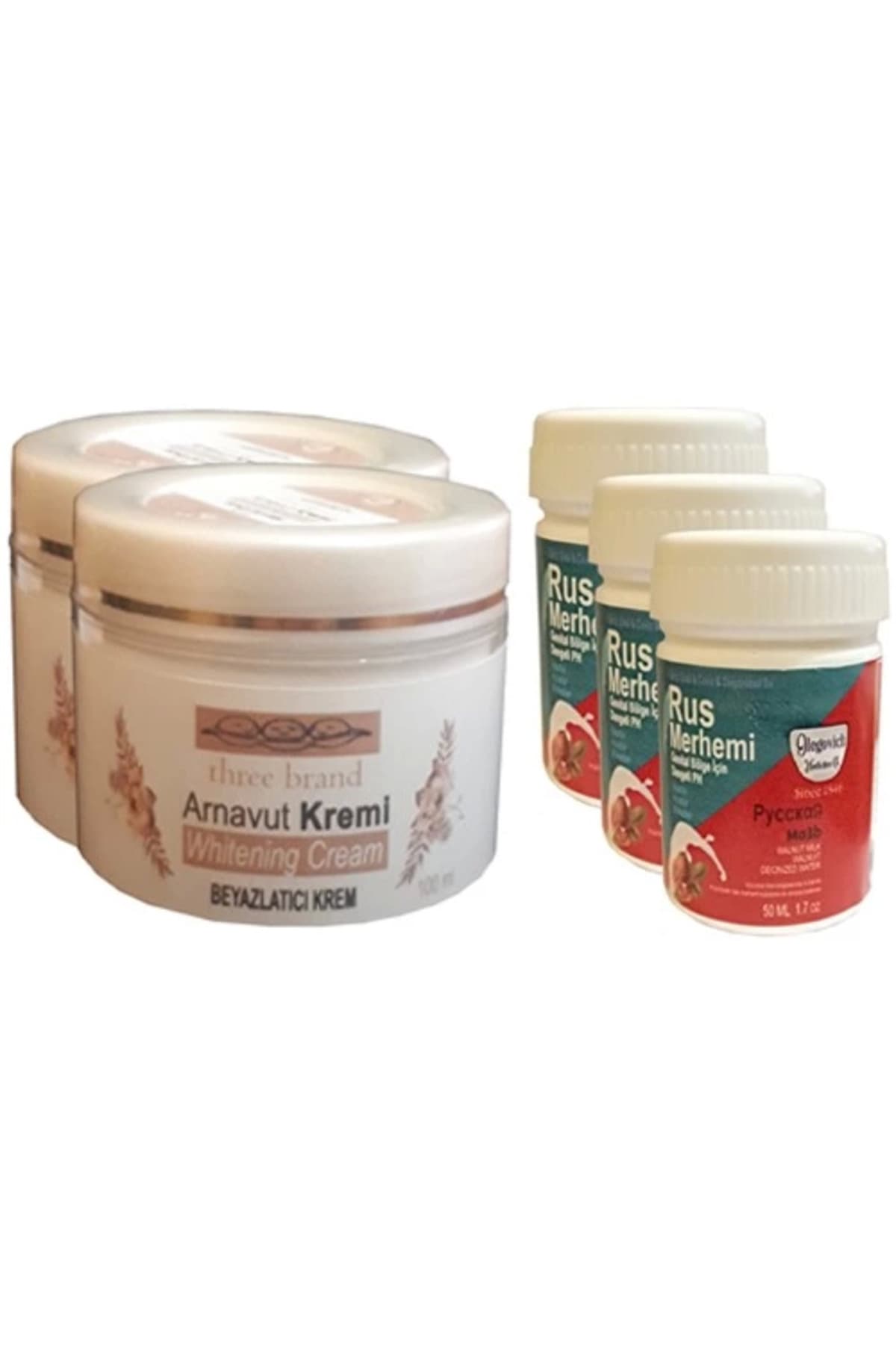 Three Brand Vücut Kremi 100 ml Arnavut Kremi 2 Adet + Rus Merhemi 50 ml 3 Adet