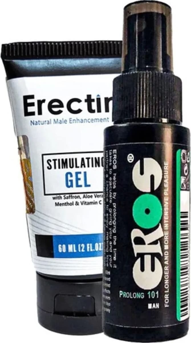 Eros Büyük Boy 60 ml Time Stop Sprey ve Erektin Stimul Gel Erkeklere Özel 60 ml Jel